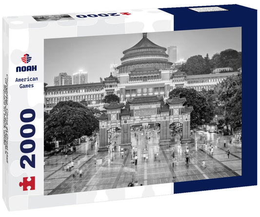 Noah Jigsaw Puzzle Chongqing, China at Great Hall of the People and People's Square in black white 2000 pieces