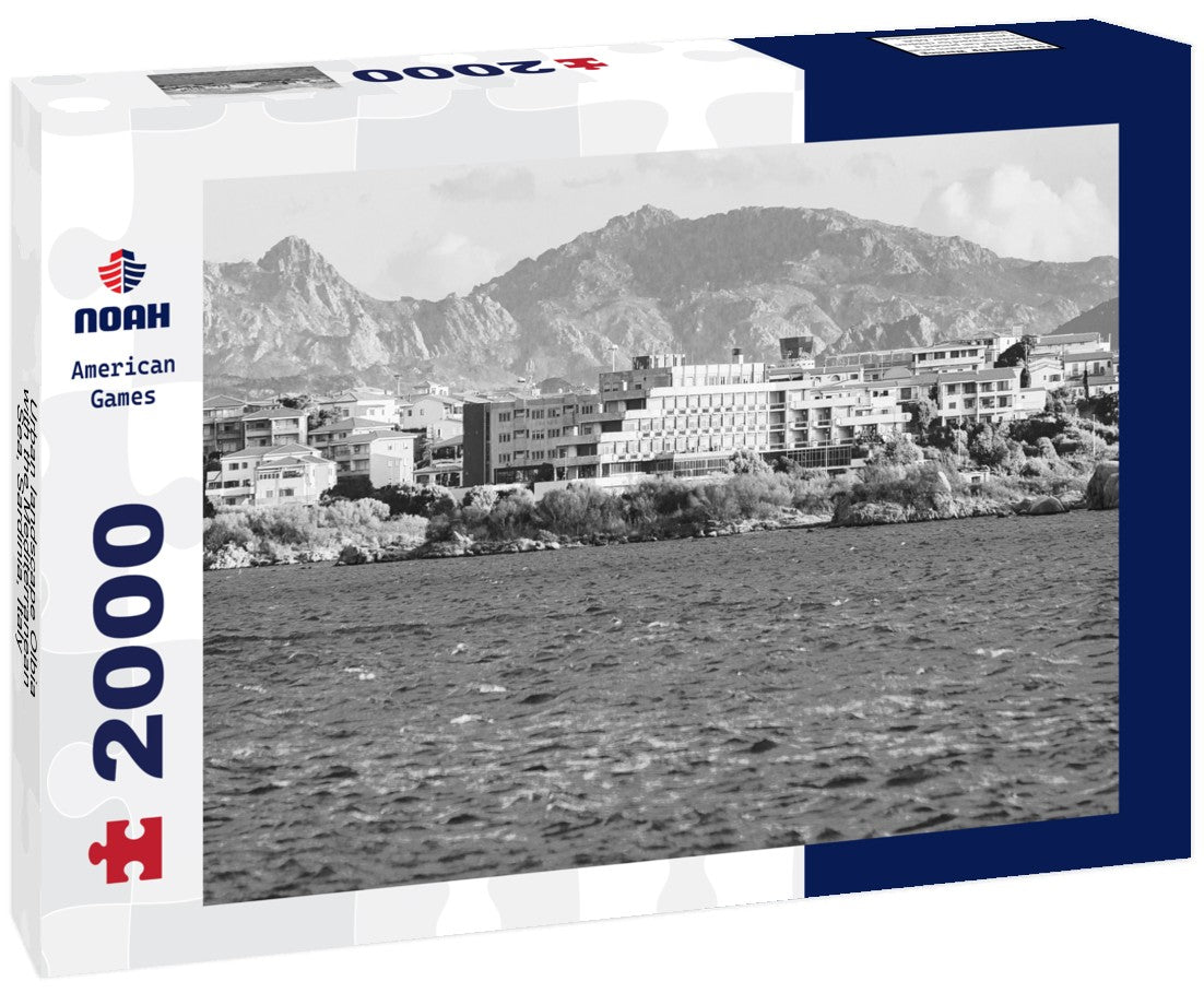 Noah Jigsaw Puzzle Urban landscape Olbia with the Mediterranean Sea, Sardinia, Italy in black white 2000 pieces