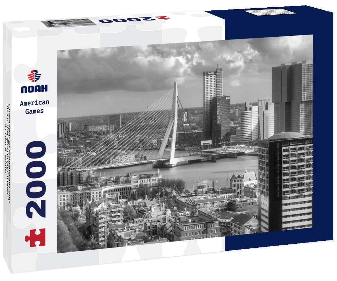 Noah Jigsaw Puzzle Overview of Rotterdam city from the Euromast tower in black white 2000 pieces