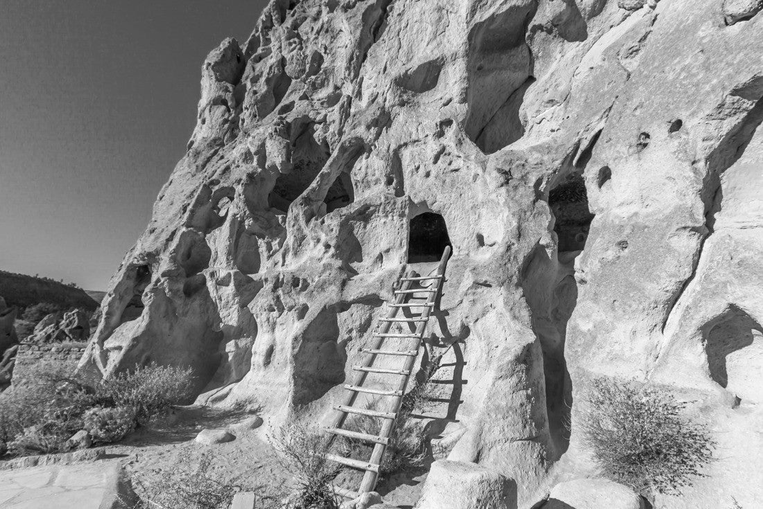 Bandelier National Monument near Los Alamos, New Mexico. The monument preserves the homes and territory of the Ancestral Puebloans, most of the pueblo structures dating between 1150-1600 AD 2000pc PuzzleBlack and White