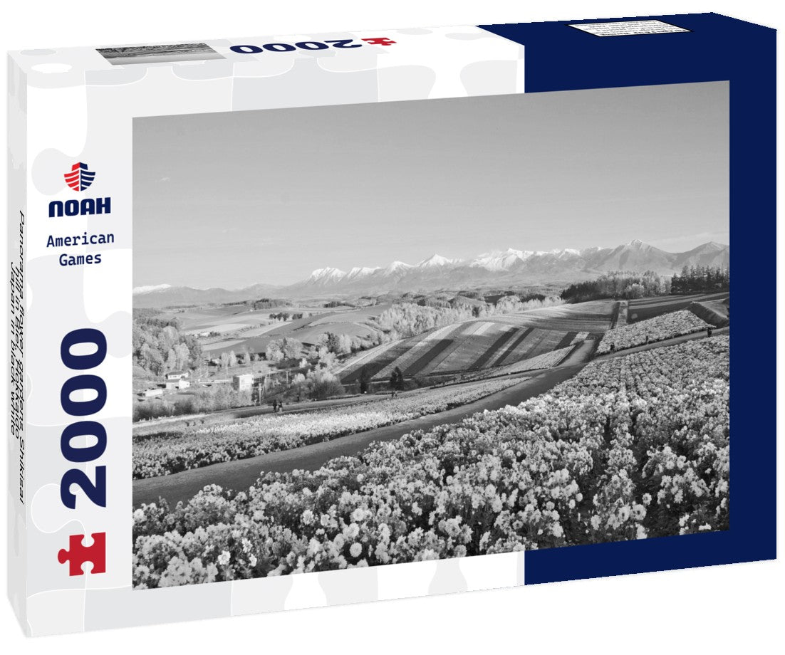Flower gardens Shikisai hill in Biei, Hokkaido, Japan 2000pc PuzzleBlack and White