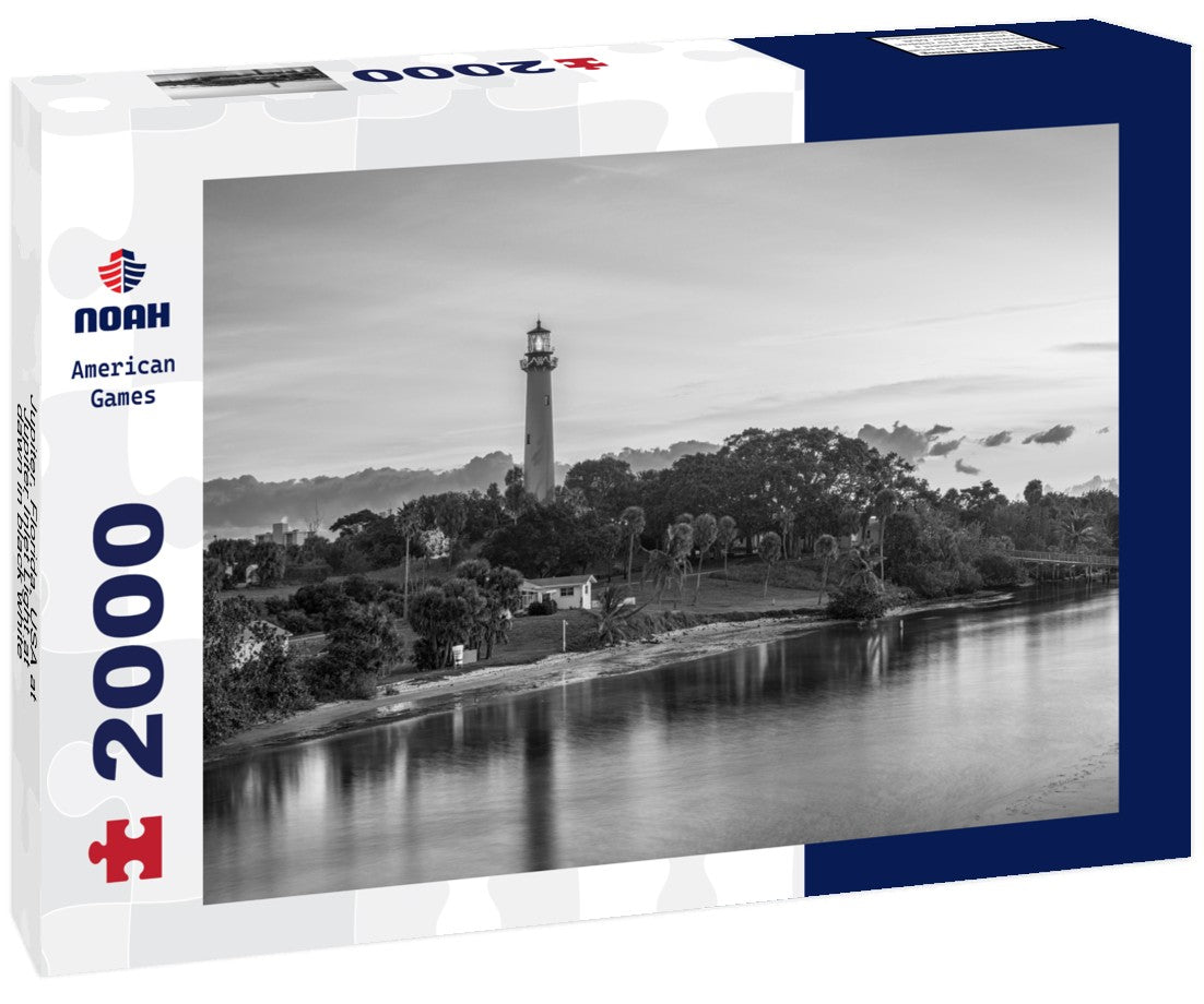 Jupiter, Florida, USA at Jupiter Inlet Light at dawn 2000pc PuzzleBlack and White