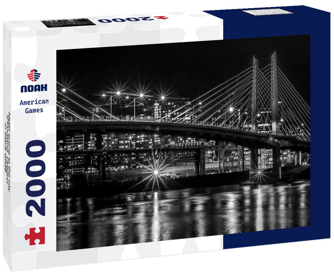 Night scene in the city if Portland, Oregon 2000pc PuzzleBlack and White