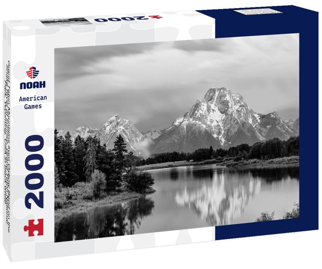 Noah Jigsaw Puzzle Grand Teton Mountains from Oxbow Bend on the Snake River at sunrise. Grand Teton National Park, Wyoming, USA in black white 2000 pieces
