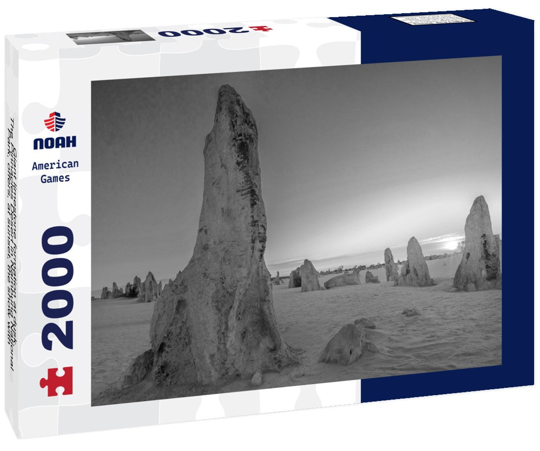 Giant limestone formation at dusk. The Pinnacles Desert in Nambung National Park, offers, at sunset, the show with the best colors 2000pc PuzzleBlack and White