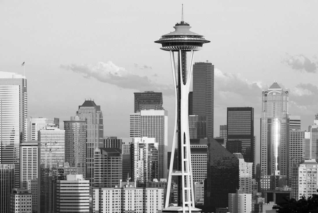 Skyline of downtown Seattle at Washington State 2000pc PuzzleBlack and White