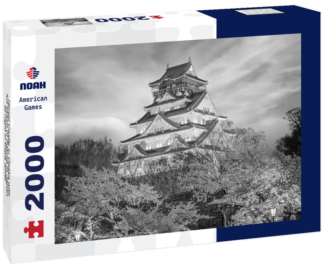 Himeji Castle in Osaka with full bloom of Sakura in Japan at night 2000pc PuzzleBlack and White