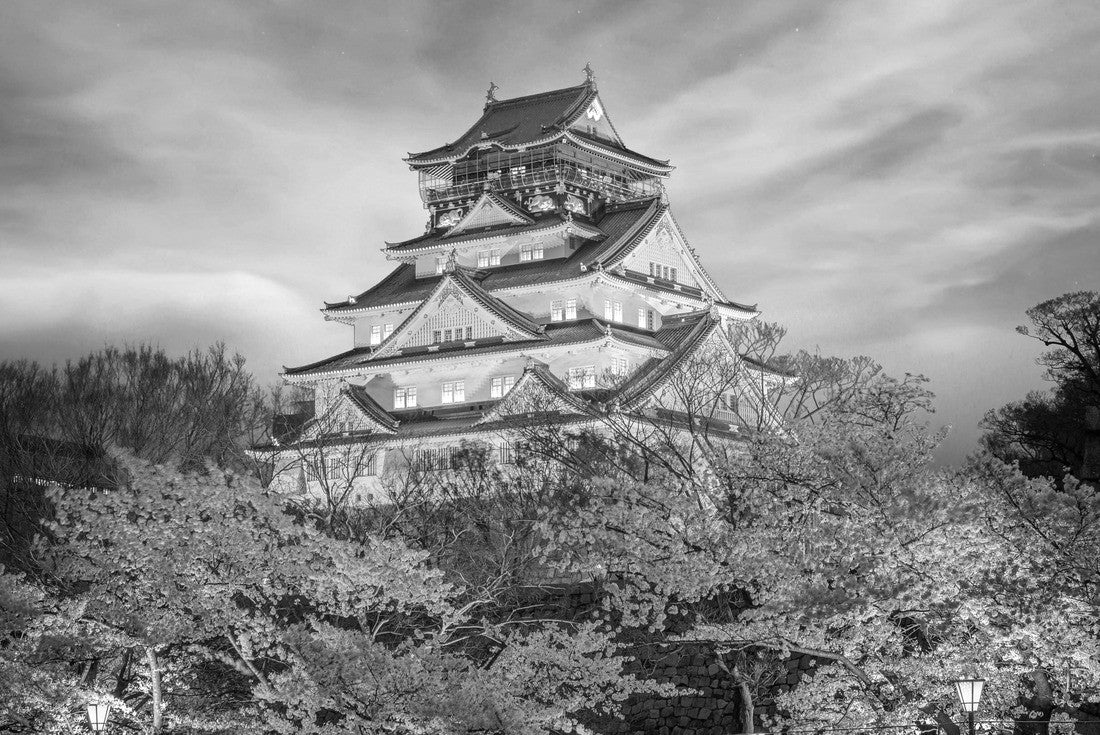 Himeji Castle in Osaka with full bloom of Sakura in Japan at night 2000pc PuzzleBlack and White
