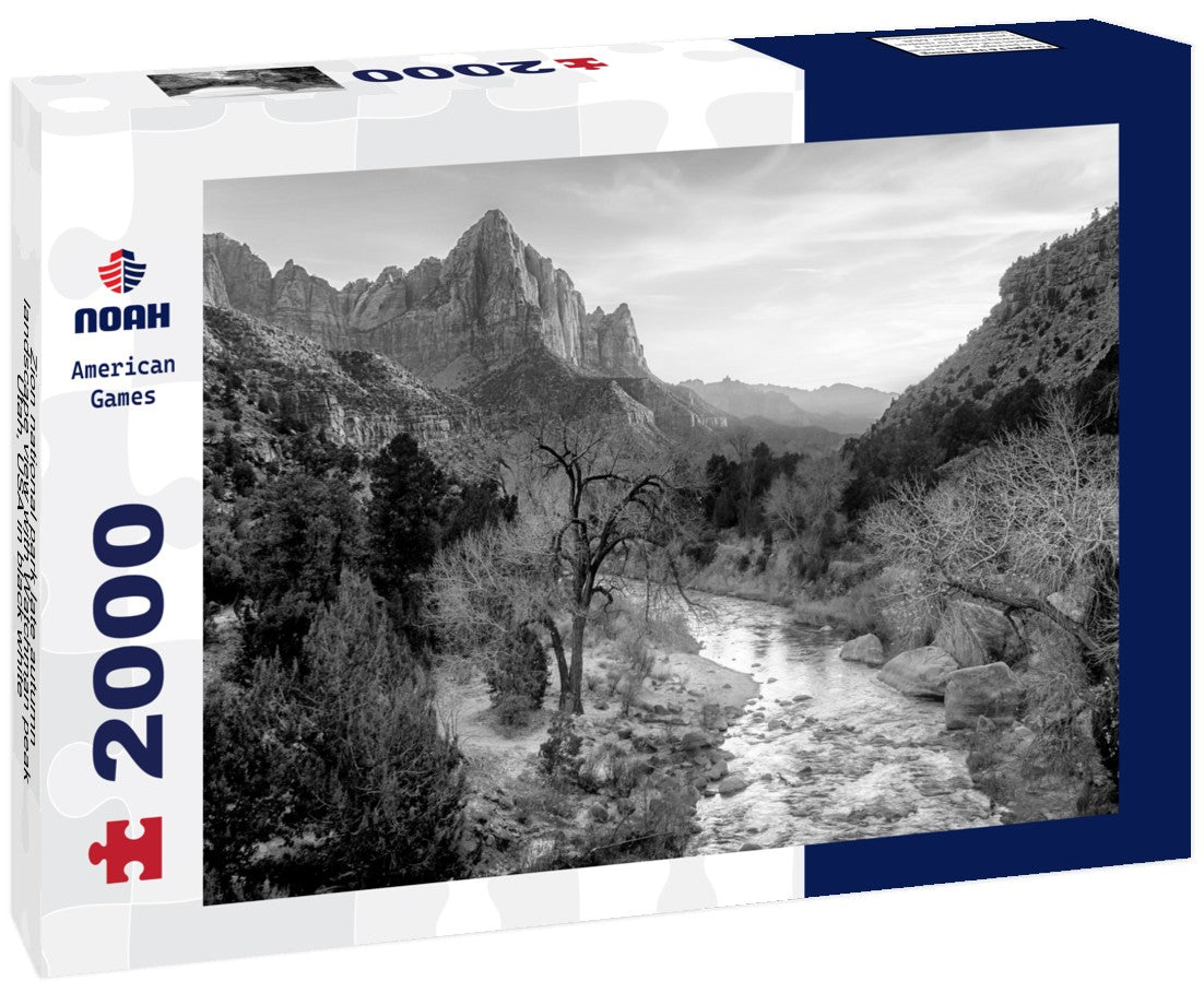 Zion national park late autumn landscape view with Watchman peak, Utah, USA 2000pc PuzzleBlack and White