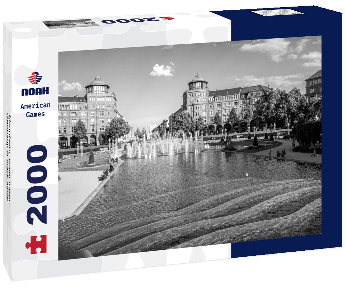 Noah Jigsaw Puzzle Mannheim, water tower, Germany in black white 2000 pieces