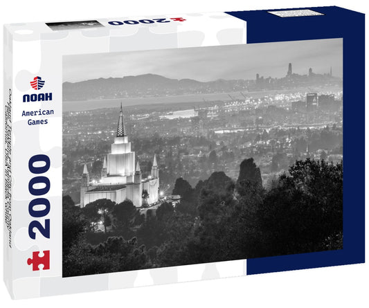 Noah Jigsaw Puzzle Oakland Temple and City from Oakland Hills. Oakland, Alameda County, California, USA in black white 2000 pieces