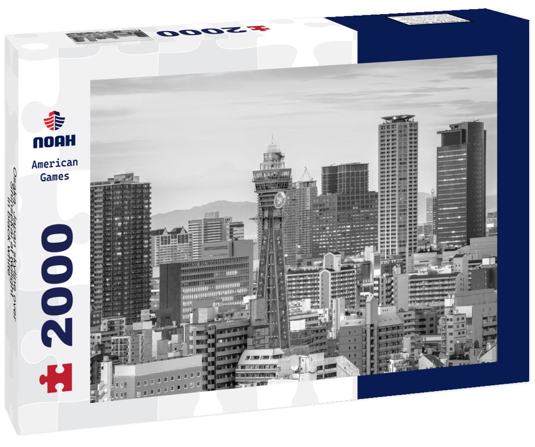 Osaka, Japan skyline over Shinsekai at twilight 2000pc PuzzleBlack and White