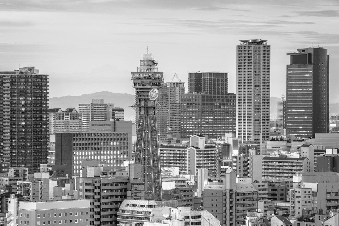Osaka, Japan skyline over Shinsekai at twilight 2000pc PuzzleBlack and White