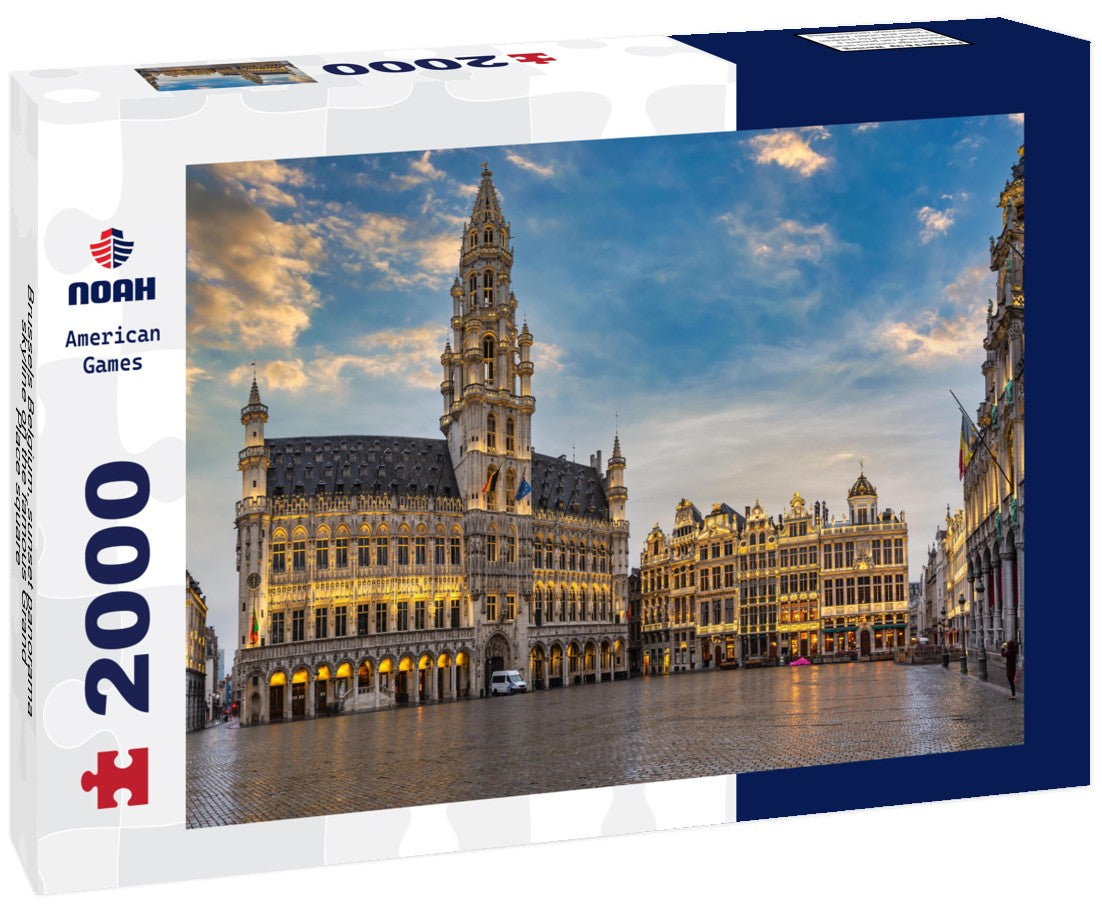 Brussels Belgium, Sunset skyline on the famous Grand Place square 2000pc Puzzle