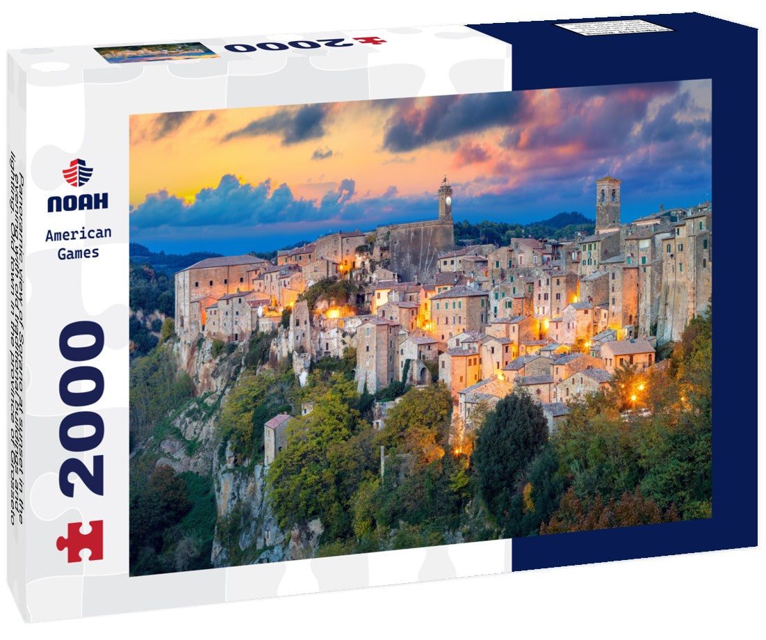 Sorano at sunset in the evening with old traditional buildings and lighting. Old town in the province of Grosseto, Tuscany (Tuscany), Italy 2000pc Puzzle