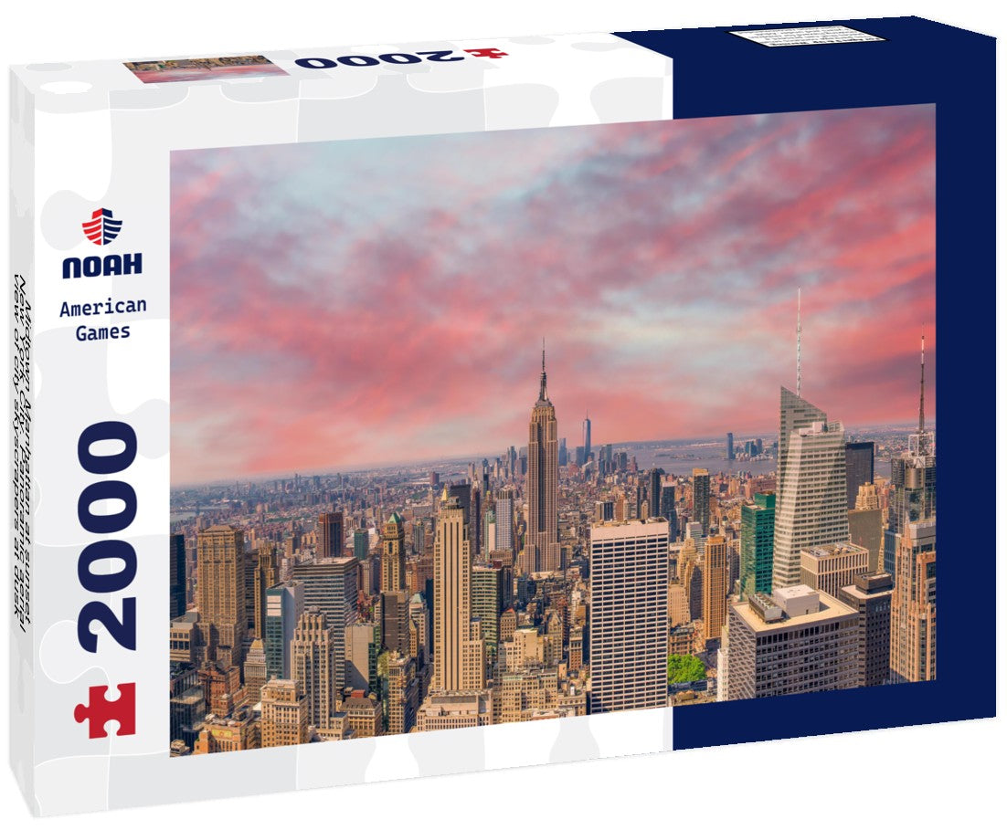 Midtown Manhattan at sunset, New York City. aerial view of city skyscrapers at dusk 2000pc Puzzle