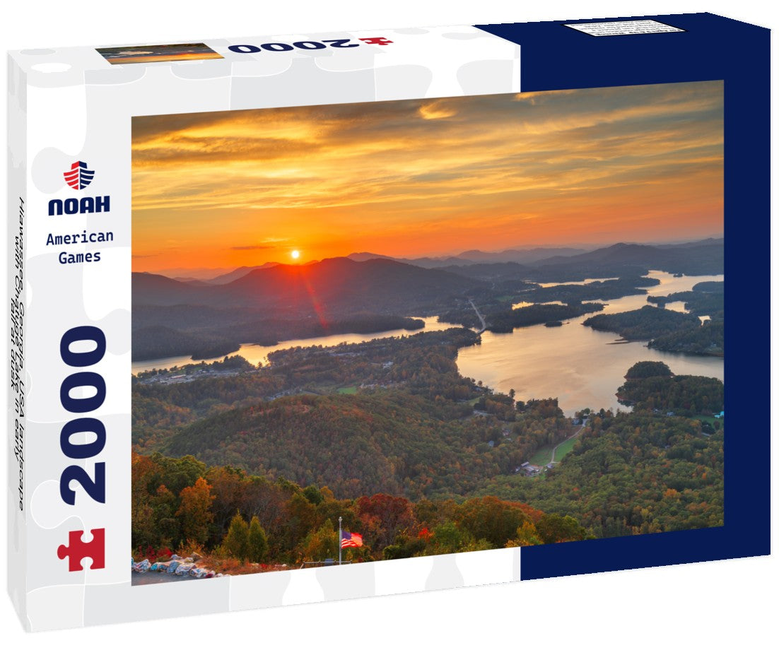 Noah Jigsaw Puzzle Hiawassee, Georgia, USA landscape with Chatuge Lake in early fall at dusk 2000 pieces