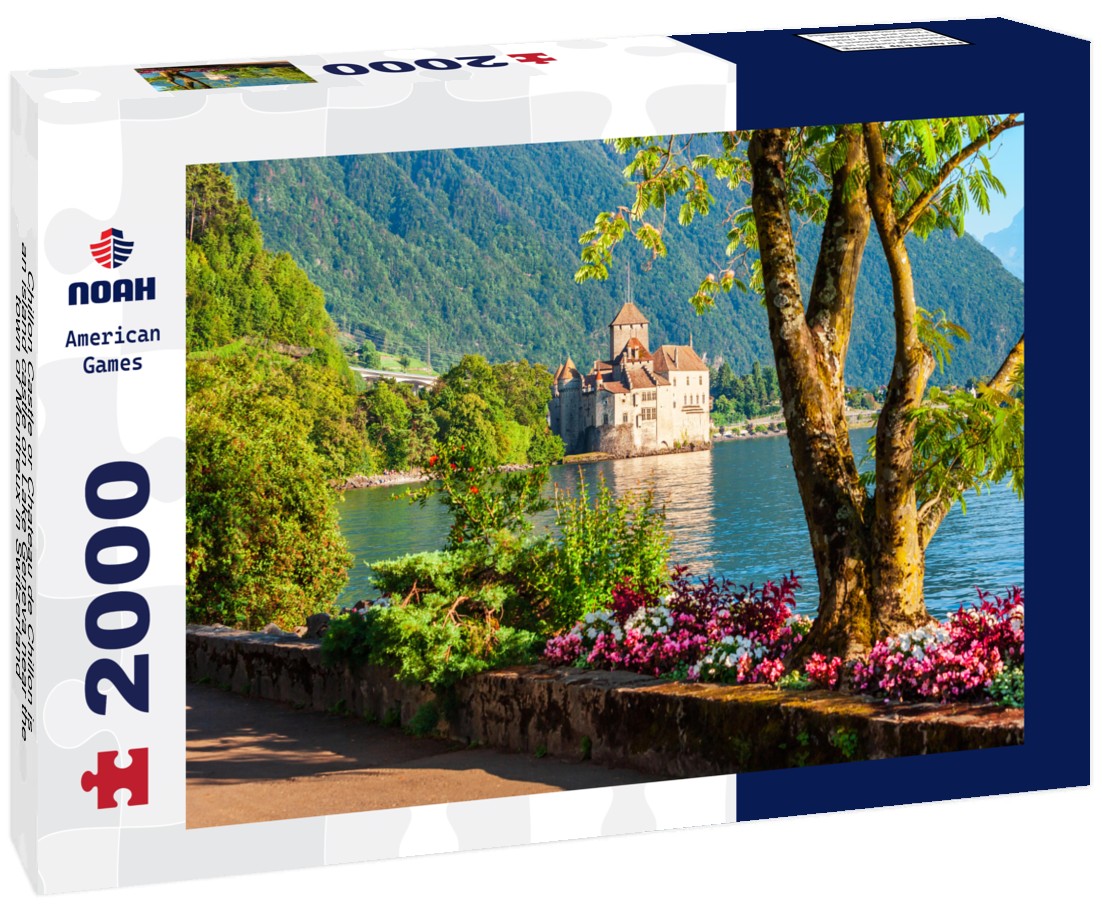 Chillon Castle or Chateau de Chillon is an island castle on Lake Geneva near the town of Montreux in Switzerland 2000pc Puzzle