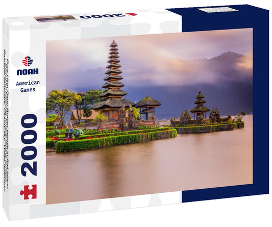 Noah Jigsaw Puzzle Pura Ulun Danu Bratan temple in Bali island. Beautiful balinese temple during sunrise. Balinese landmark. Cloudy sky. Water reflection. Slow shutter speed. Bratan lake, Bali, Indonesia 2000 pieces