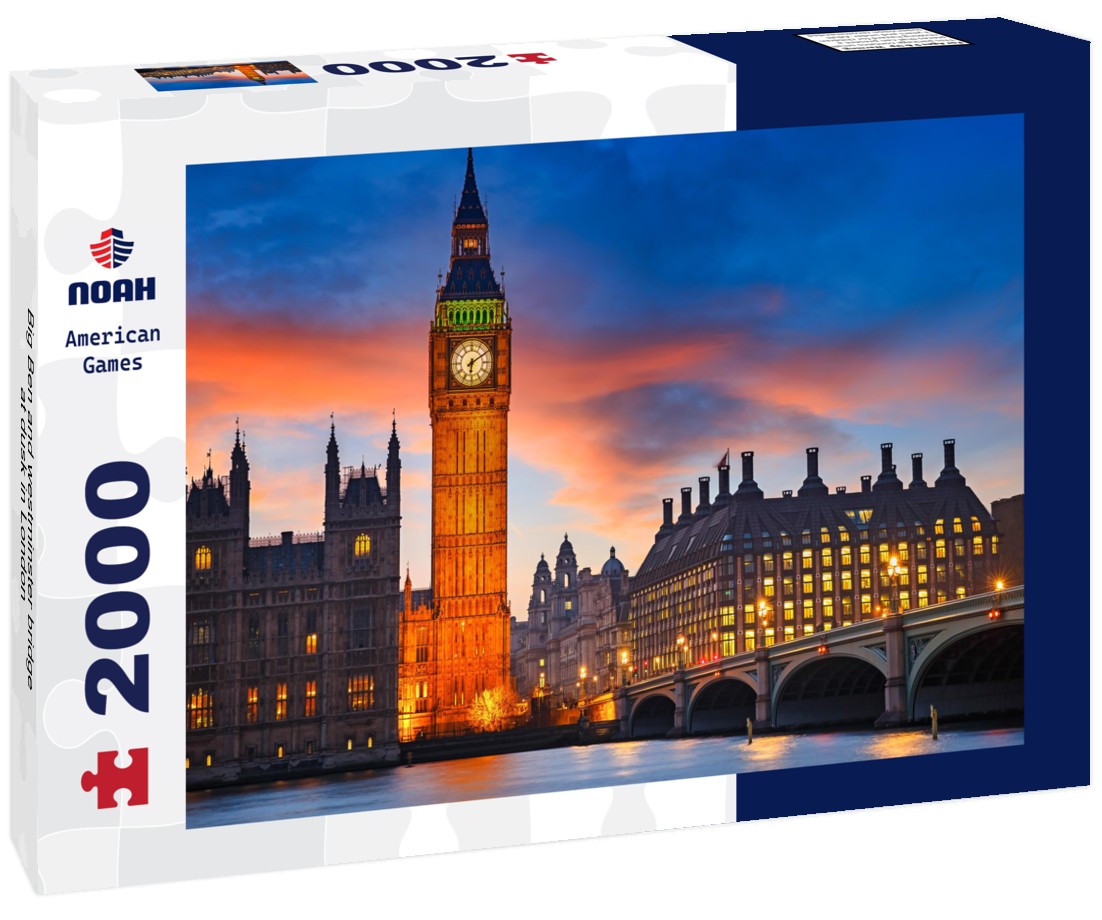 Big Ben and westminster bridge at dusk in London 2000pc Puzzle