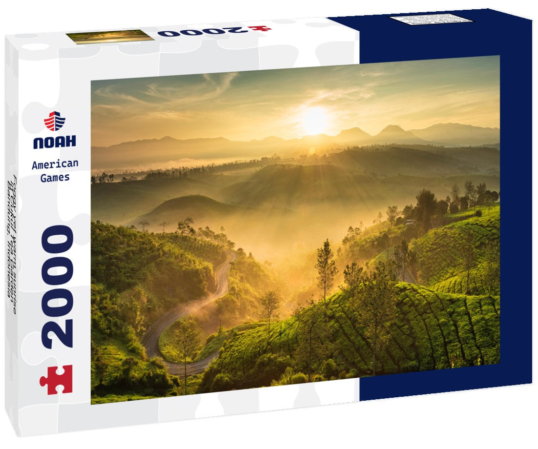 Foggy yet warm sunrise in Cukul Tea Garden, Bandung, Indonesia 2000pc Puzzle