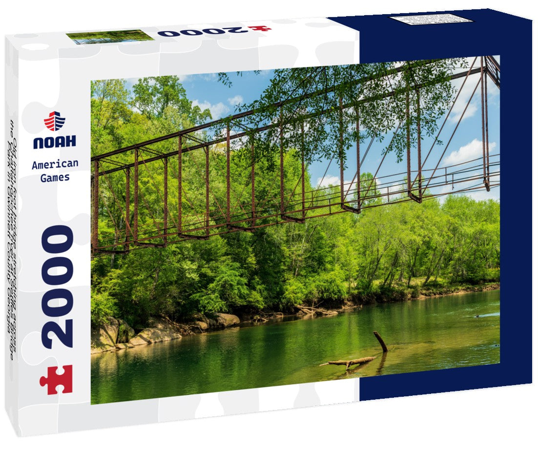 Old iron foot bridge stretching across the Chattahoochee river at Settles Bridge Park in Gwinnett County Georgia 2000pc Puzzle