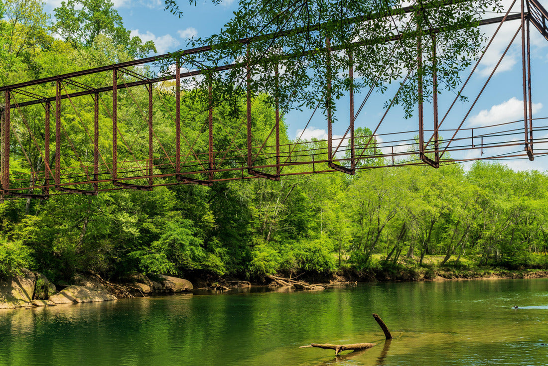 Old iron foot bridge stretching across the Chattahoochee river at Settles Bridge Park in Gwinnett County Georgia 2000pc Puzzle