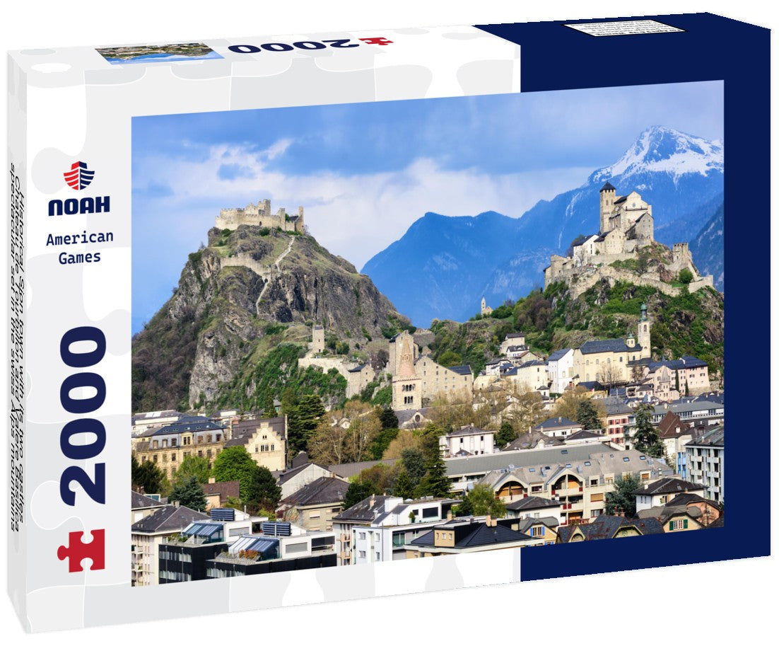 Historical Sion town with its two castles, Chateau de Tourbillon and Valere Basilica, spectacular set in the swiss Alps mountains, canton Valais, Switzerland 2000pc Puzzle