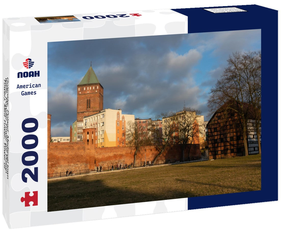 Goleniów, Poland: Medieval town walls, Powder Tower (or Prison Tower), Mint Tower, Tower of St. Catherine church 2000pc Puzzle