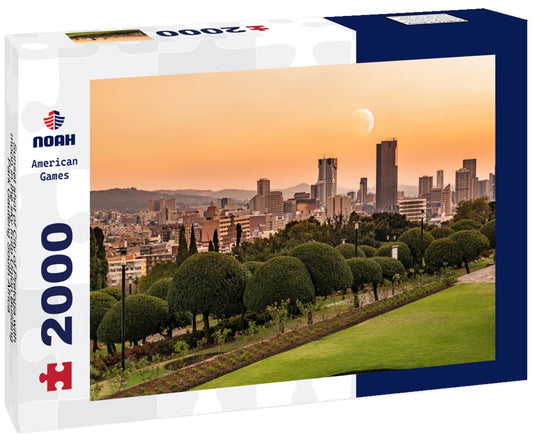 Noah Jigsaw Puzzle Sunset shot of City of Pretoria with moon in the sky from Union Building Park Gauteng South Africa 2000 pieces