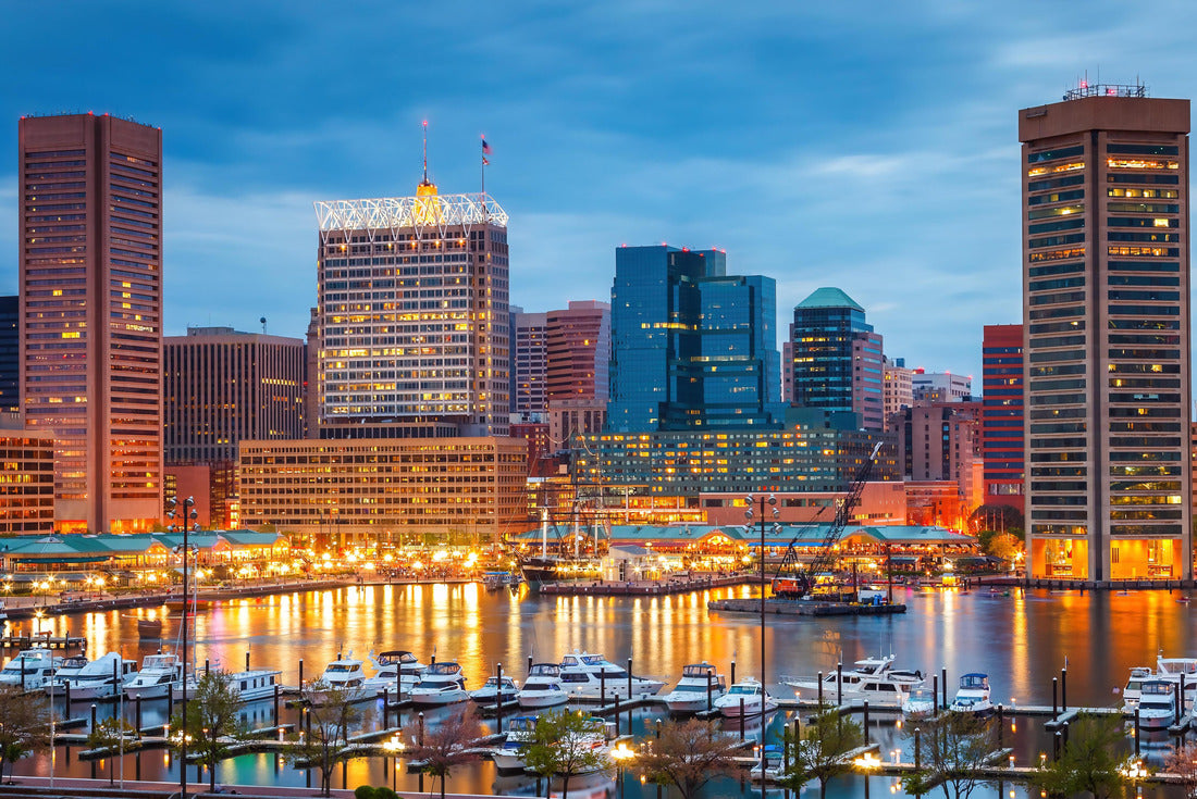 Baltimore skyline and Inner Harbor from Federal Hill at dusk 2000pc Puzzle