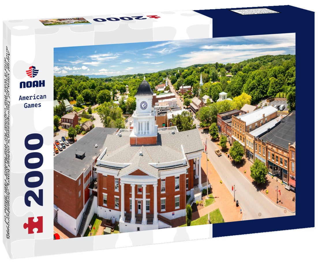 Aerial view of Tennessee's oldest town, Jonesborough and its courthouse. Jonesborough was founded in 1779 and it was the capital for the failed 14th State of the US, known as the State of Franklin 2000pc Puzzle