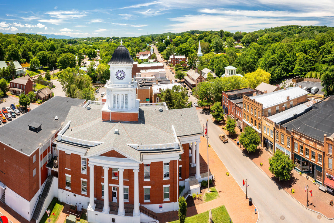 Aerial view of Tennessee's oldest town, Jonesborough and its courthouse. Jonesborough was founded in 1779 and it was the capital for the failed 14th State of the US, known as the State of Franklin 2000pc Puzzle