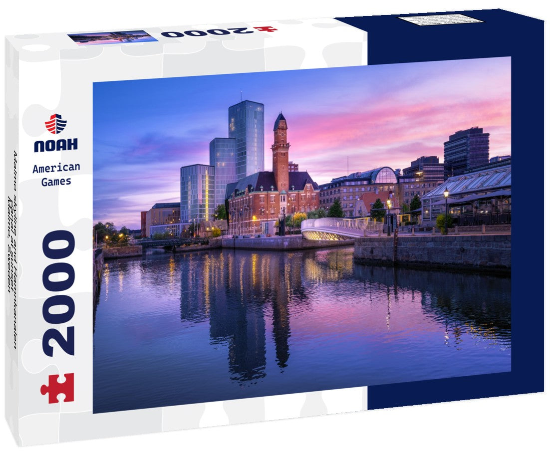 Malmo skyline and Hamnkanalen canal at sunset - Malmo, Sweden 2000pc Puzzle