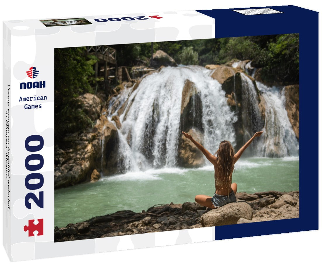 Young woman on beautiful waterfall in Chiapas, Mexico 2000pc Puzzle