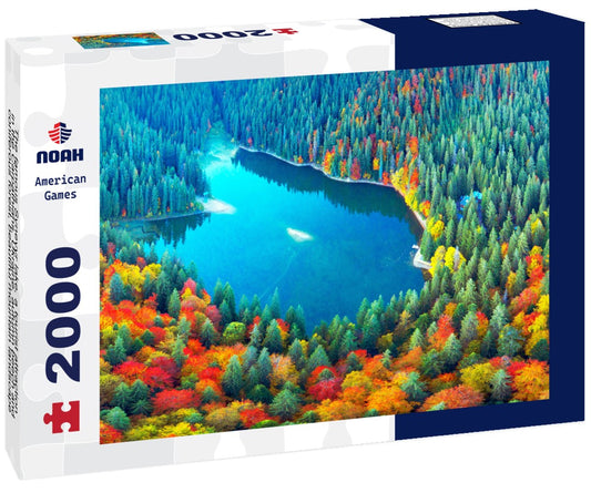 Noah Jigsaw Puzzle The famous Synevyr lake, a tourist attraction, in the Carpathians, Ukraine, autumn beech and coniferous forest, beautiful mountain landscape 2000 pieces