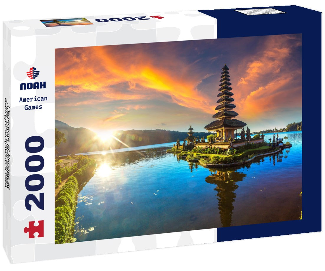 Noah Jigsaw Puzzle Panorama of Sunrise at Pura Ulun Danu Beratan Bedugul temple on a lake in Bali, Indonesia 2000 pieces