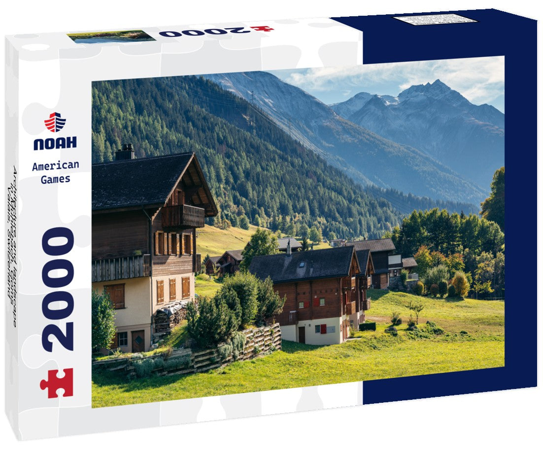 Architecture and landscape in Mühlebach, Goms, Valais, Switzerland 2000pc Puzzle