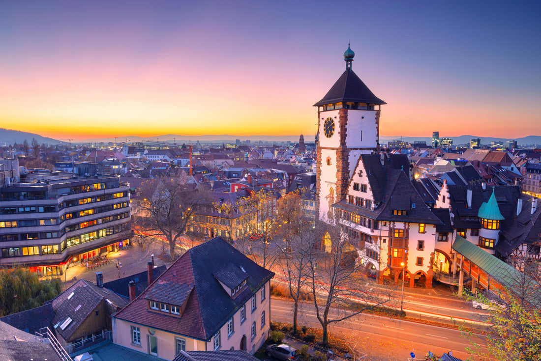Freiburg im Breisgau, Germany. Aerial view of Freiburg im Breisgau, Germany with the Swabian Gate at autumn sunset 2000pc Puzzle