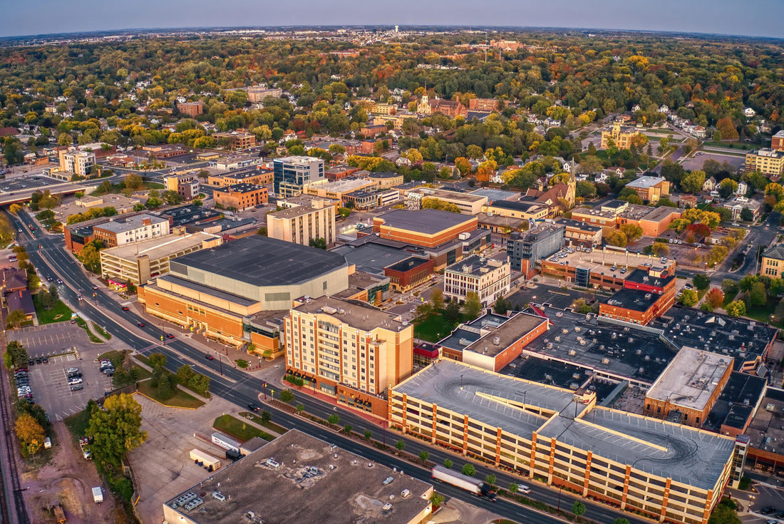 Aerial view of Mankato, Minnesota at sunset 2000pc Puzzle