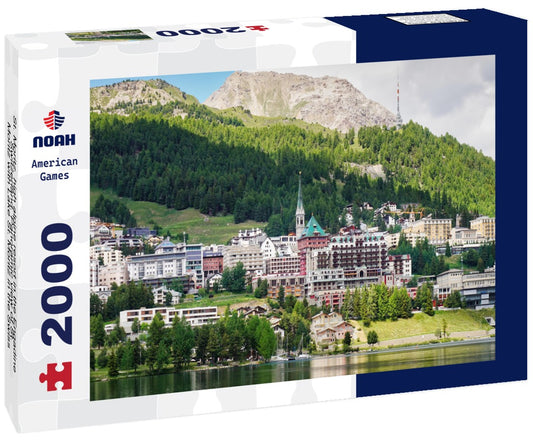 Noah Jigsaw Puzzle St. Moritz, high alpine resort in the Engadine, Switzerland. Panoramic view of St. Moritz with Lake St. Moritz in the Swiss canton of Graubünden, the Graubünden 2000 pieces