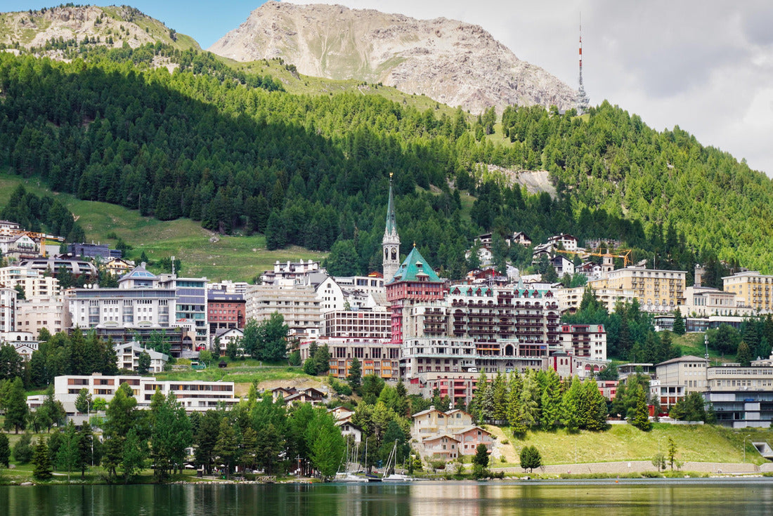 Noah Jigsaw Puzzle St. Moritz, high alpine resort in the Engadine, Switzerland. Panoramic view of St. Moritz with Lake St. Moritz in the Swiss canton of Graubünden, the Graubünden 2000 pieces