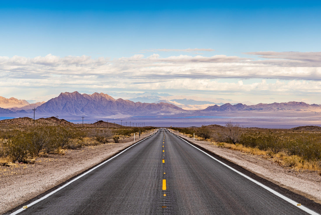 a lonely, seemingly endless road in the desert of Southern California 2000pc Puzzle