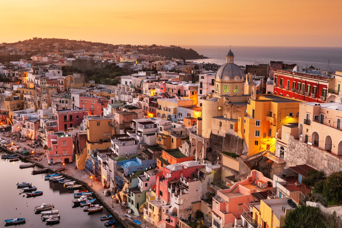 Procida, Italy old town skyline in the Mediterranean Sea during dusk 2000pc Puzzle