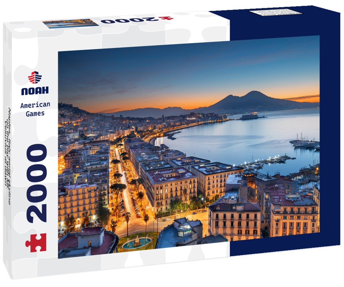 Naples, Italy aerial skyline on the bay with Mt. Vesuvius at dawn 2000pc Puzzle