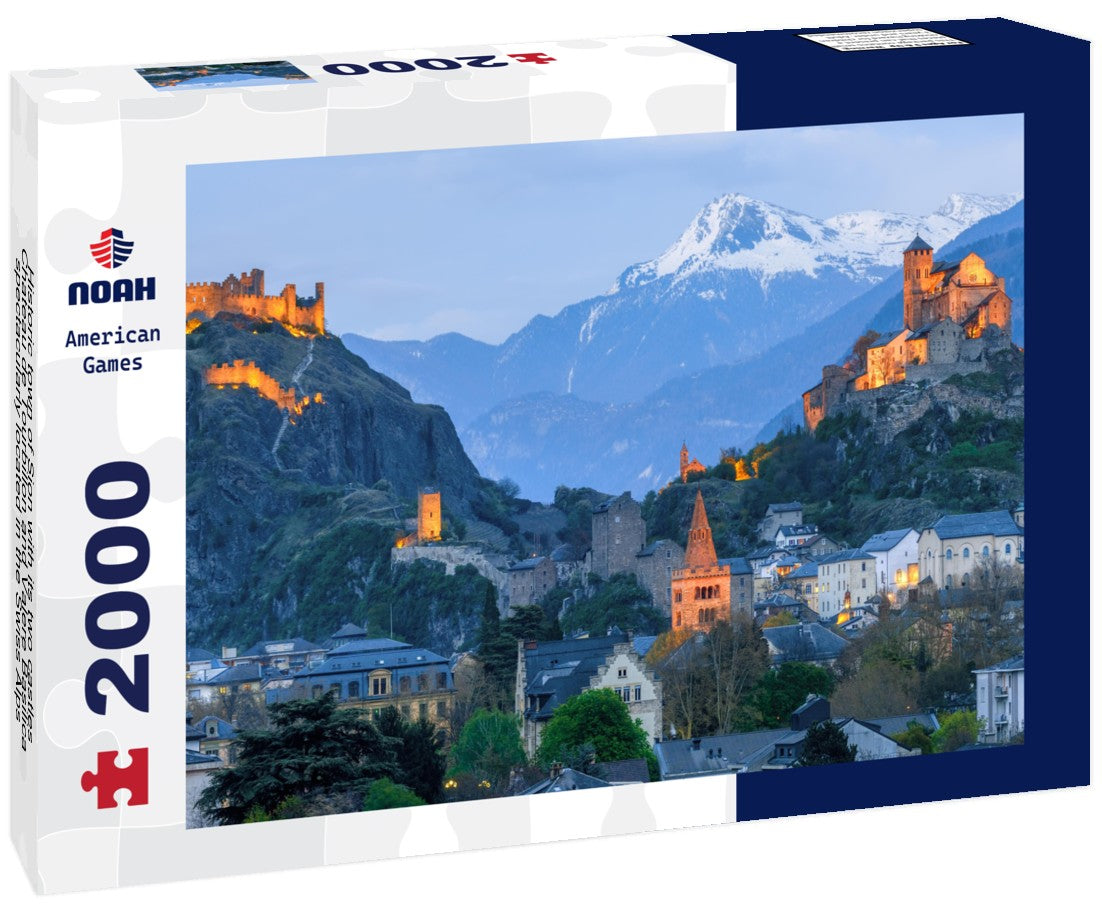 Historic town of Sion with its two castles, Chateau de Tourbillon and Valere Basilica, spectacularly located in the Swiss Alps, Canton of Valais, Switzerland 2000pc Puzzle