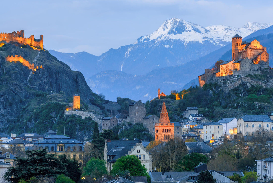 Historic town of Sion with its two castles, Chateau de Tourbillon and Valere Basilica, spectacularly located in the Swiss Alps, Canton of Valais, Switzerland 2000pc Puzzle