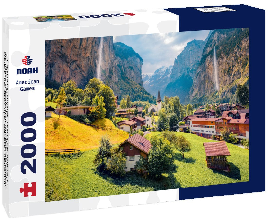 Captivating summer view of the waterfall in the village of Lauterbrunnen. Splendid outdoor scene in the Swiss Alps, Bernese Oberland in the Canton of Bern, Switzerland 2000pc Puzzle