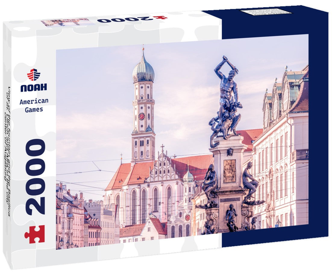 the fountain and the Basilica of St. Ulrich and Afra in the city center of Augsburg 2000pc Puzzle
