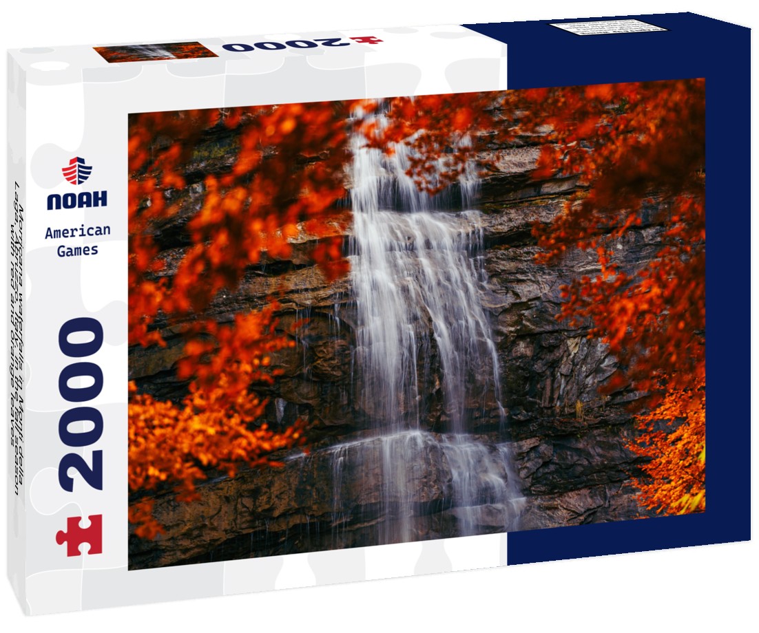 Noah Jigsaw Puzzle Morricana waterfalls in Monti della Laga, Abruzzo, Italy, in the fall season with red and orange leaves 2000 pieces
